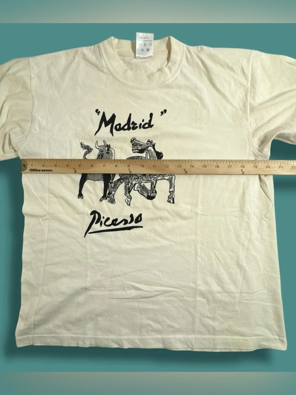 Vintage Pablo Picasso Toros  Toreros Art T-Shirt OffWhite Cream Size Large - Picture 4 of 13
